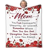 CosxHabitat Red Rose Floral Mom Blanket, Mom Gifts from Daughter Son Kids, Mother Gifts for Birthday Christmas Throw Blankets for Sofa Couch Bedroom Living Room Home Decor, 50x60 Inches