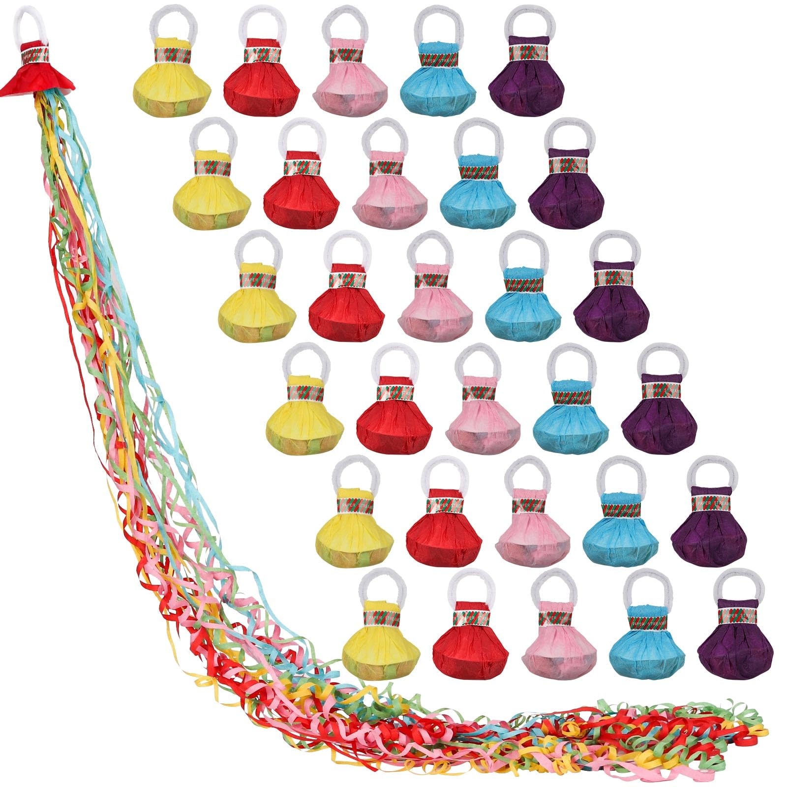 Photo 1 of 30 Pack Hand Thrown Colorful Streamers for Weddings,Party Streamer Confetti Poppers, Birthdays, Events, No Mess Easy Cleanup?Party Poppers?Confetti Cannon