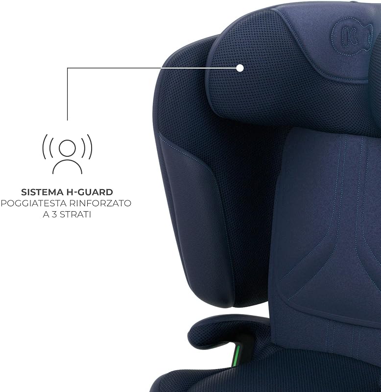 Kinderkraft UNITY 2 i-Size, Seggiolino auto pieghevole 100–150 cm, 3,5 a 12 anni, Poggiatesta regolabile, Con sistema AIR FLOW, Regolazione dello schienale in 5 posizioni, Verde