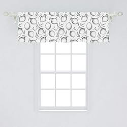 Ambesonne Lemons Window Valance, Monochrome Sketch