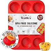 Walfos Silicone Muffin Pan - 12 Cups Regular Silicone Cupcake Pan, Non-stick Silicone Great for Making Muffin Cakes, Tart, Br