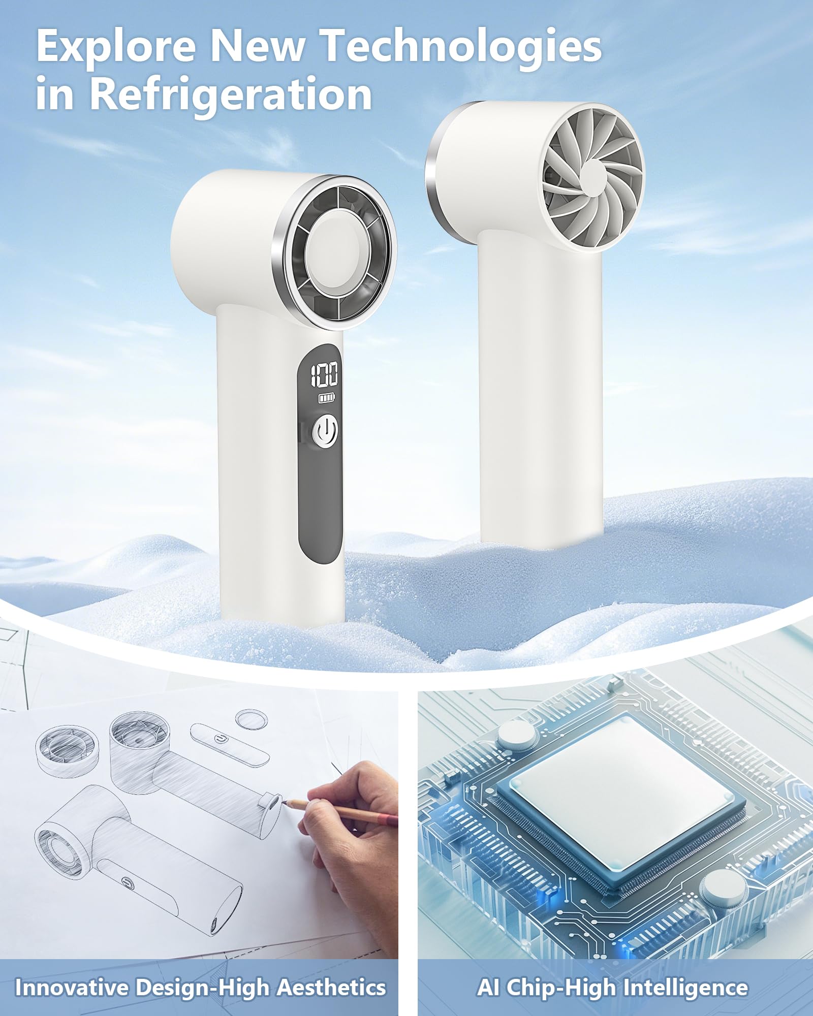 AGEYOU Portable Handheld Fan,4000mAh Rechargeable Turbo Personal Mini Fan,Pocket Design for Travel,Concerts,Sports Games,Camping,Hiking,Best Gifts for Women in Summer