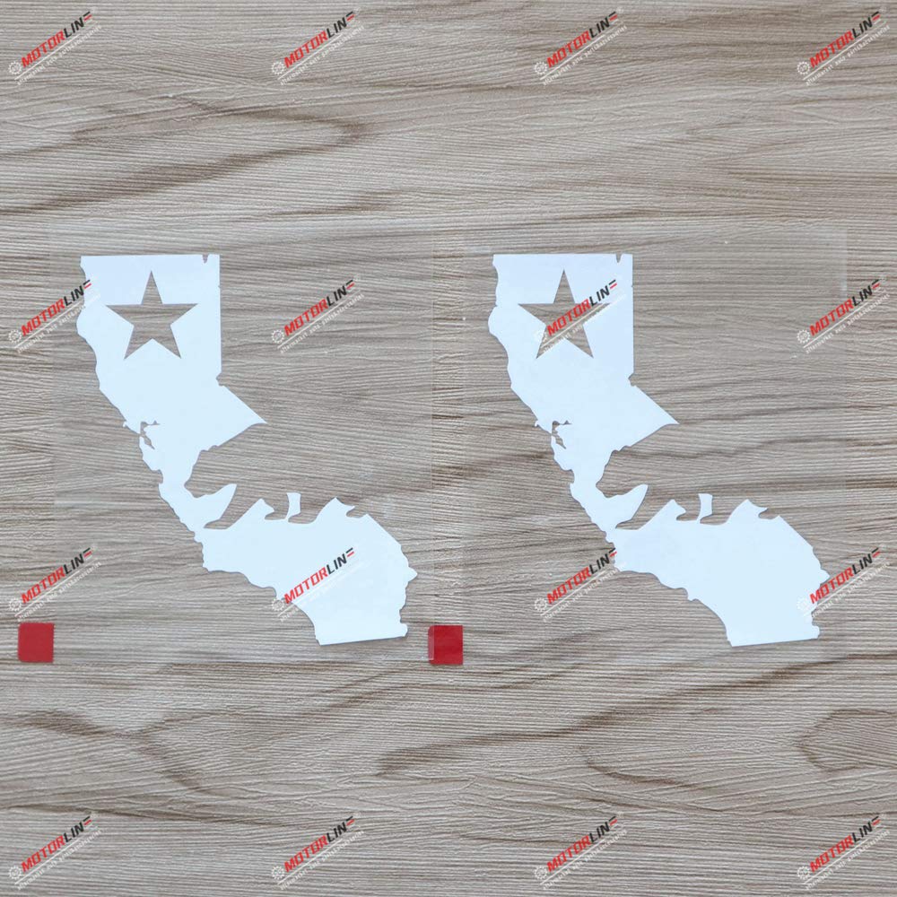Photo 1 of (2) 4'' California Bear Decal Sticker Map Outline Republic Cali Car Vinyl White sda1