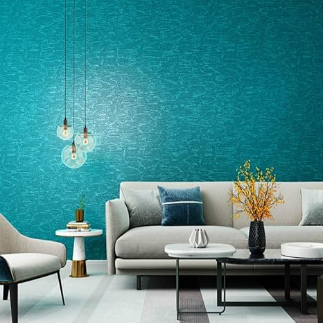 Amazon Co Jp テクスチャの青い壁紙孔雀単色ブルーグリーン防水pvc壁紙 Diy 工具 ガーデン
