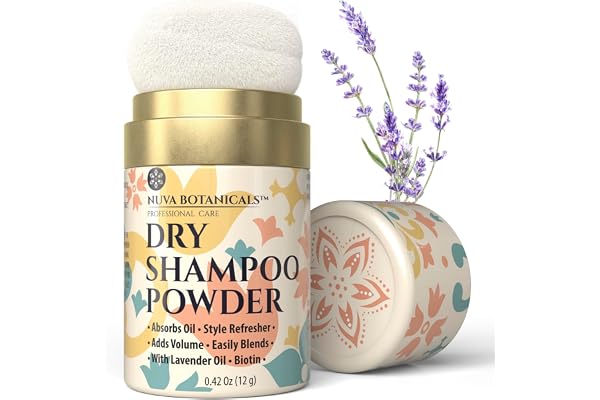Nuva - Dry Shampoo Powder - Dry Shampoo for Women with Lavender Extract & Biotin - Voluminazing & Travel Size Shampoing Sec -