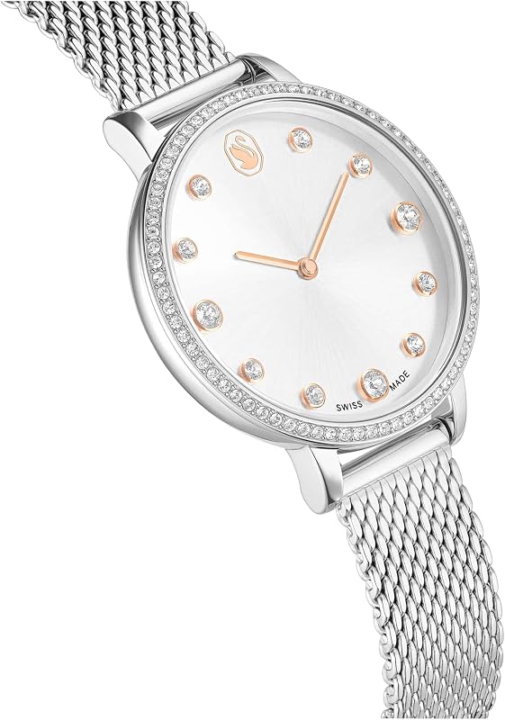 Reloj Clarica, Fabricado en Suiza, Brazalete de Metal, Tono Plateado, Acero Inoxidable