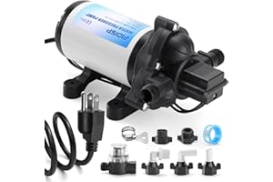 FIDISP 115V Water Pressure Pump 17PCS Kit, RV Diaphragm Pump, 4.0 GPM 45PSI Self Priming Pump with Power Plug & Garden Hose Adapters for Camper Yacht Marine Caravan Kitchen Bathroom and Industrial Use