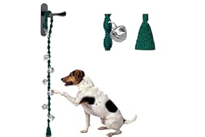 GINIDEAR Dog Bell for Door Potty Training, Dog Doorbell for Puppies to Go Outside, Adjustable Dog Training Bell, Door Bells for Dogs. Twisted Style, DarkGreen