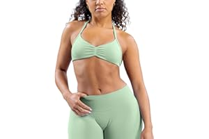 HAODIAN Women's Strappy Halter Sports Bra Backless Gym Bra with Removable Pads
