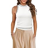 MIHOLL Women Summer Racerback Tank Tops Cute Sleeveless Halter Neck Tank Top Trendy Ribbed Cropped Tank Shirts