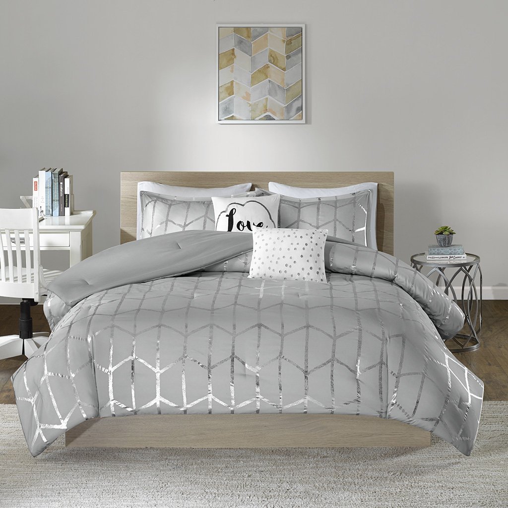 Intelligent Design Raina Comforter Set Twin/Twin XL XL, Grey/Silver eBay