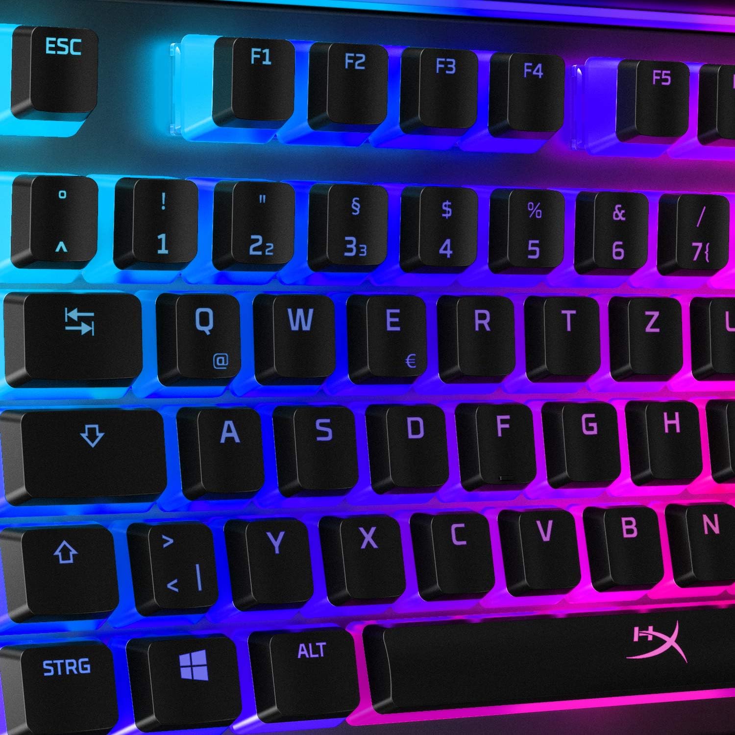 HyperX Pudding Keycaps Dual Layer Design RGB Lighting QWERTZ German Layout Compatible with HyperX and Mechanical Gaming Keyboards + Keycap Puller Black White - Image 5