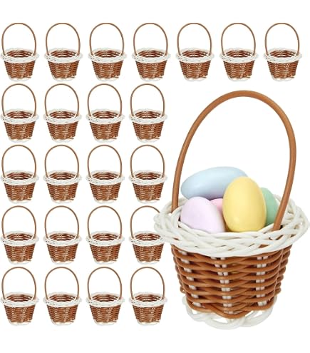 4PCS Easter Basket Set With Grass - Colorful Wicker Baskets For Egg Hunt & Party Favors (4 Colors)