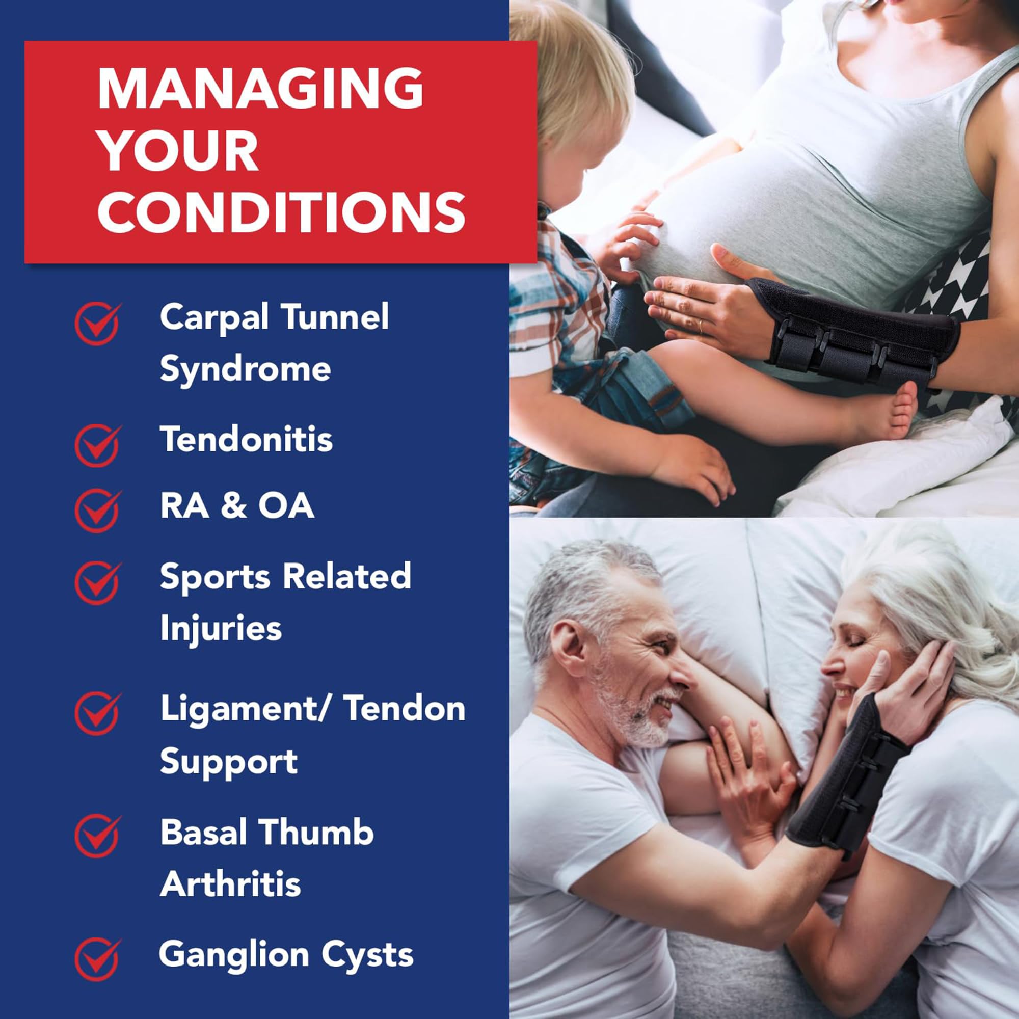 Doctor Developed Wrist supports/Wrist brace - Relief for carpal tunnel, wrist injuries, wrist support for arthritis, hand support, hand & wrist strap and Doctor Handbook