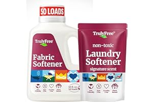 Truly Free Natural Fabric Softener for Sensitive Skin, Baby, Kids | Clean Easy Powder to Liquid Laundry Softener | Lavender Eucalyptus, Septic Safe | 1 Pack Fabric Softner + 1 Refillable Jug, 50 Loads