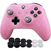 RALAN Glitter Controller Skin for Xbox One, Anti-Slip Silicone Controller Cover Protector Compatible for Xbox 1 Wireless/Wired Gamepad Joystick with 4 Thumb Grips Caps and Black Pro Thumb Grip x 8