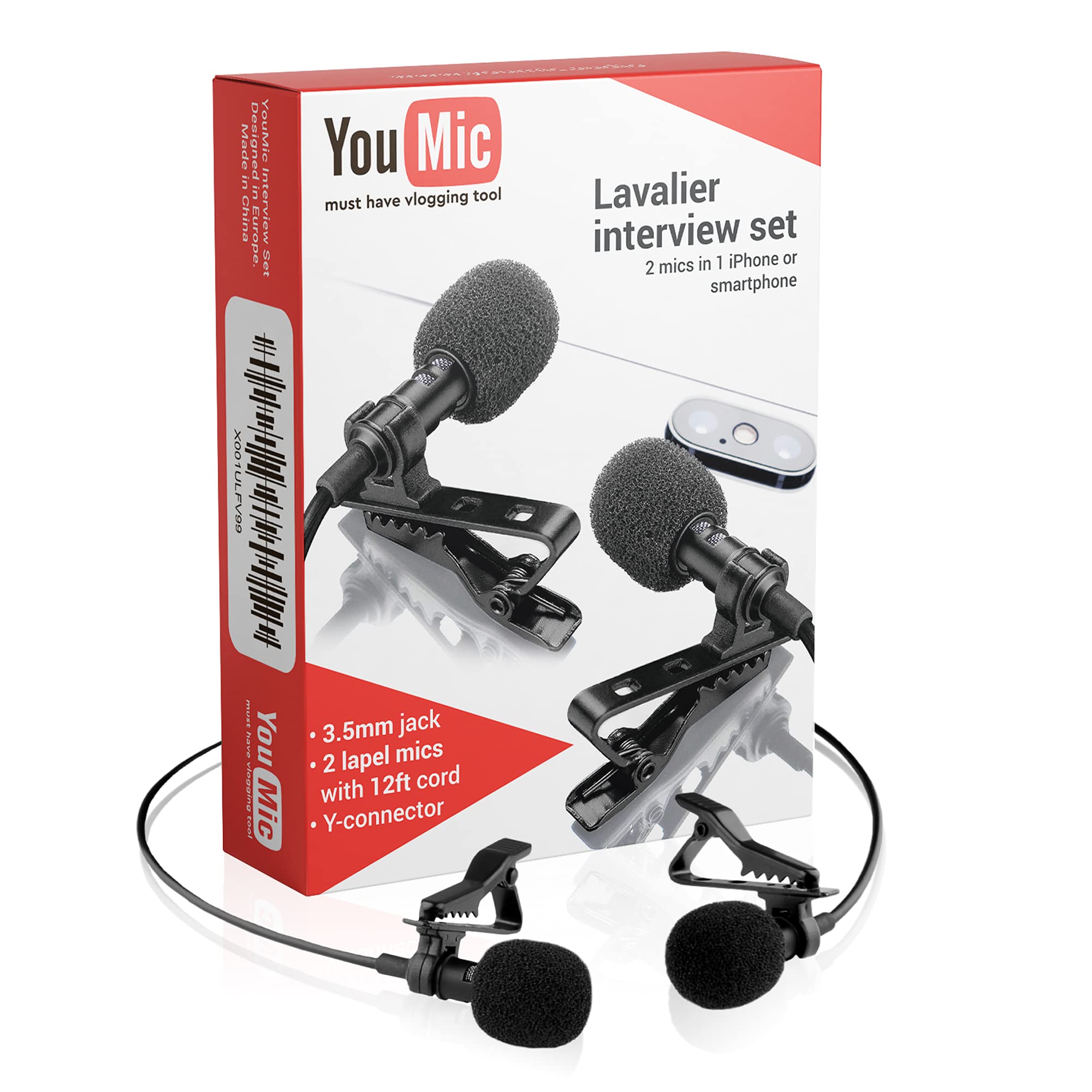 Dual Lavalier Lapel Lav Mic 2 Pack Microphone Set For iPhone X 8 7 Plus 6 6s 5 5s/iOS/Android — image 1