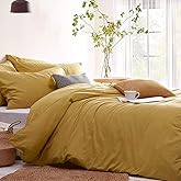 CoutureBridal California King Size Duvet Cover with Zipper 3 Pieces Minimalist Style Soft Microfiber Mustard Yellow Bedding Duvet Cover for Men Women
