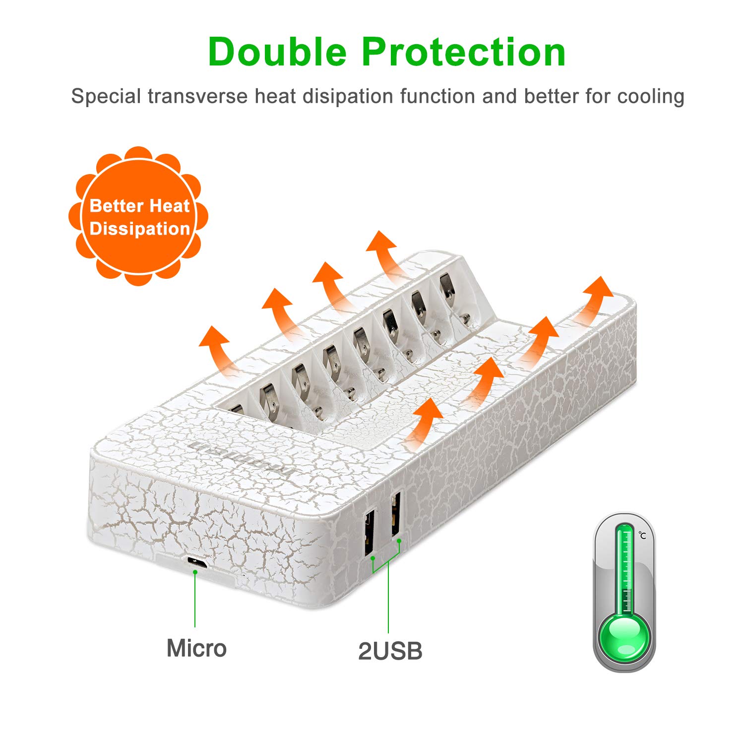 AAA Battery Charger,Momen 8 Bay AA Battery Charger with LED Light Indication for Rechargable AA/AAA Battery