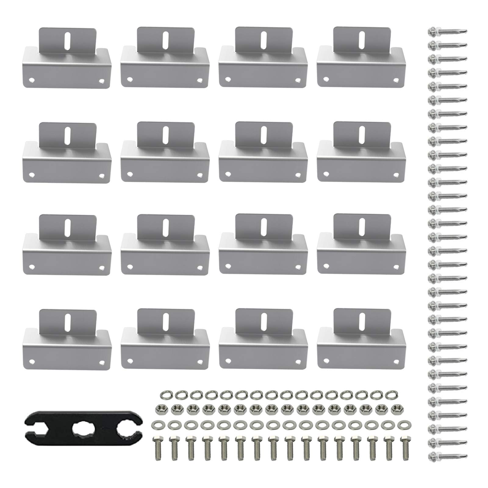 KLLsmDesign 4 Sets Solar Panel Mount Z Brackets with Nuts Bolts Connector Wrenches. for House Apartment Roof, Wall Mounting, Boats, Garage