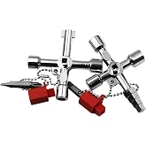 Leewoth 2pcs 4-in-1 Universal Utility Key, Zinc Alloy Plumber Electrical Tools, Durable Anti-rust Multifunctional Water Meter Key for Electrical Cupboard Box, Water Meter Valve etc（ Two styles）