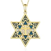 Fuguangju Star of David Necklace 925 Sterling Silver Jewish Star Necklace Jewish Jewelry Gifts for Women Men