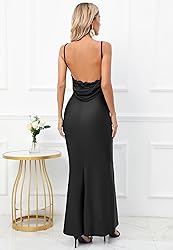 Capuffy Women Drape Neck Formal Maxi Dresses Lace