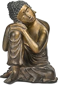 Sleeping Buddha-Statue Decorative Bronze Sitting Meditating Buddha Figurine for Home Garden Decor 8.9L x 8.5W x 12.2H inch-Newman House Studio