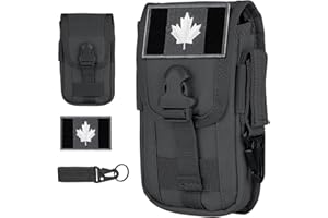 IronSeals Tactical Cell Phone Holster Pouch, Gadget Waist Bag Molle Attachment Belt Holder with Flag Patch and Gear Clip for 