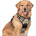 rabbitgoo Dog Harness No Pull with 2 Leash Clips, Adjustable Soft Padded, Reflective Oxford No Choke Pet Vest with Easy Control Handle for Large Dogs, Beige, XL