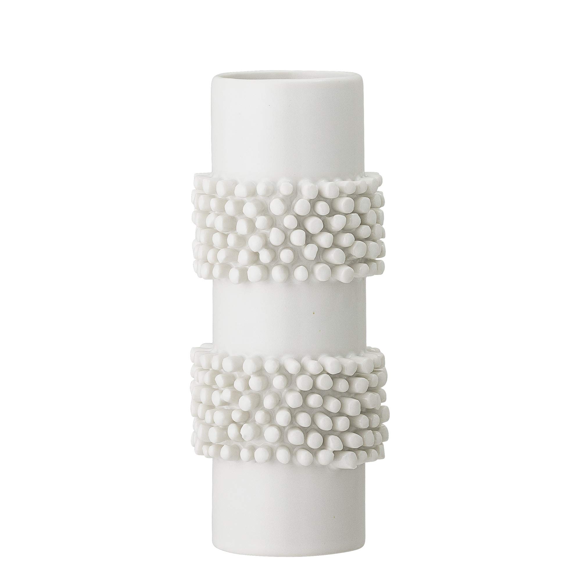 Bloomingville Barrit 82047447 Stoneware Vase with Structure 8.5 x 8.5 x 20.5 cm White โ image 1