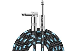 Sovvid Guitar Cable 6FT Instrument Cord for Electric Bass Keyboard - 1/4 Inch Right Angle AMP Cable - 1 Pack Black Blue