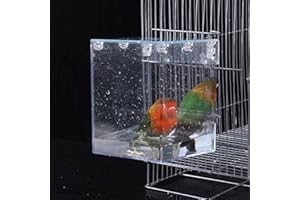 FONTSATTY Bird Bath for Cage Hanging Bird Parrot Bathtub, Cage Bath Shower Box Bowl Cage Accessory for Pet Cockatiel Canary Cockatoos Parakeet Conure Lovebird, Acrylic Clear (Bathtub)