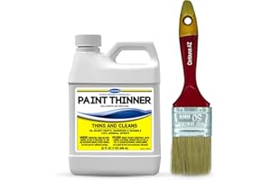 Advanced Oil Paint Thinner - Crown CR.PT.P.64 Qt Paint Thinner - Removes Oil Paint, Varnishes & Enamels – Clean Multiple Paint Layers – Mineral Spirits for Oil Painting with Centaurus AZ Brush