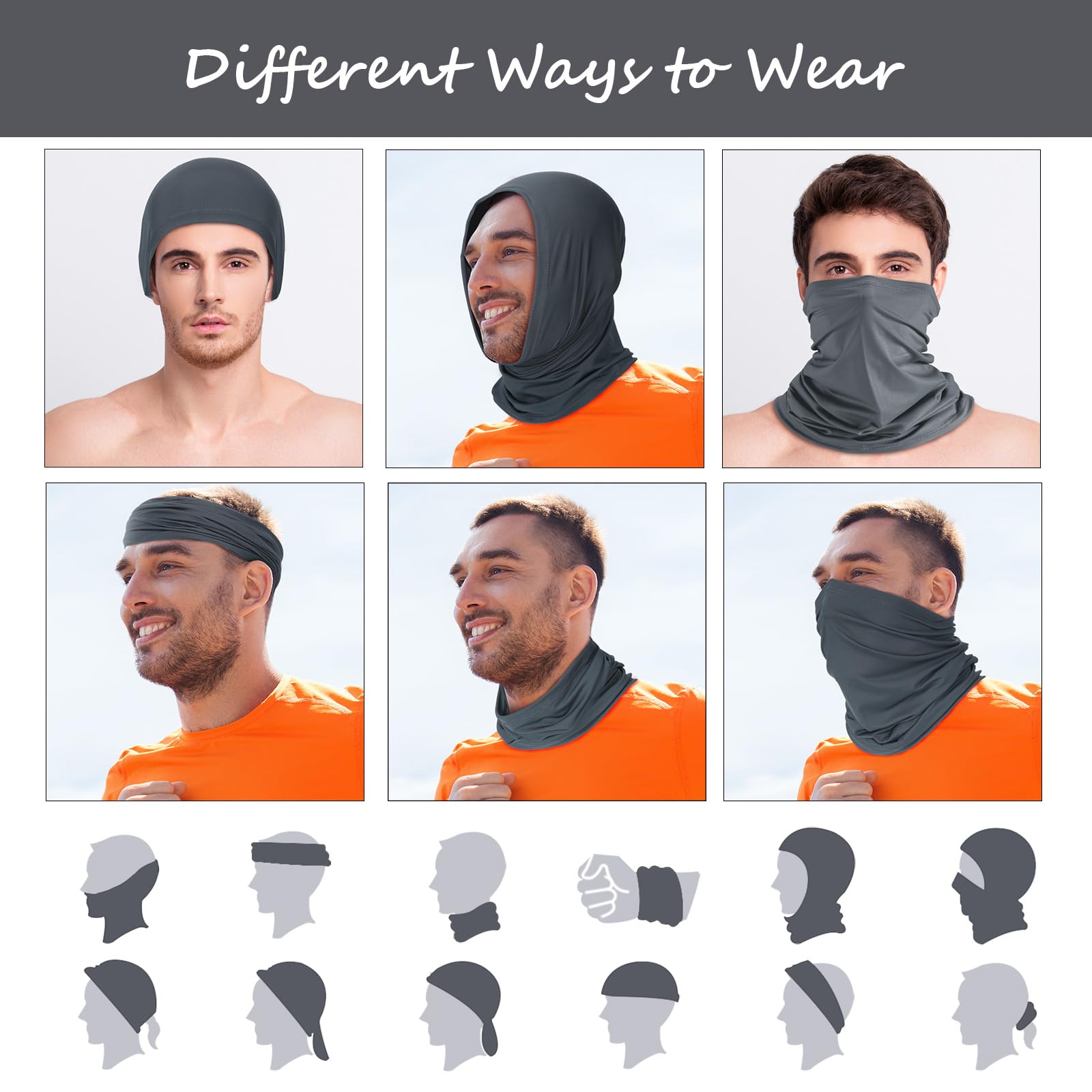 Geyoga 6 Pieces Summer UV Protection Cooling Neck Gaiter Face Clothing Neck Gaiter Mask Scarf Sunscreen Breathable Bandana