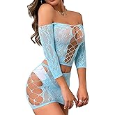 Buitifo Womens Lingerie Set Fishnet BabyDoll Bodysuit Sexy Nightwear