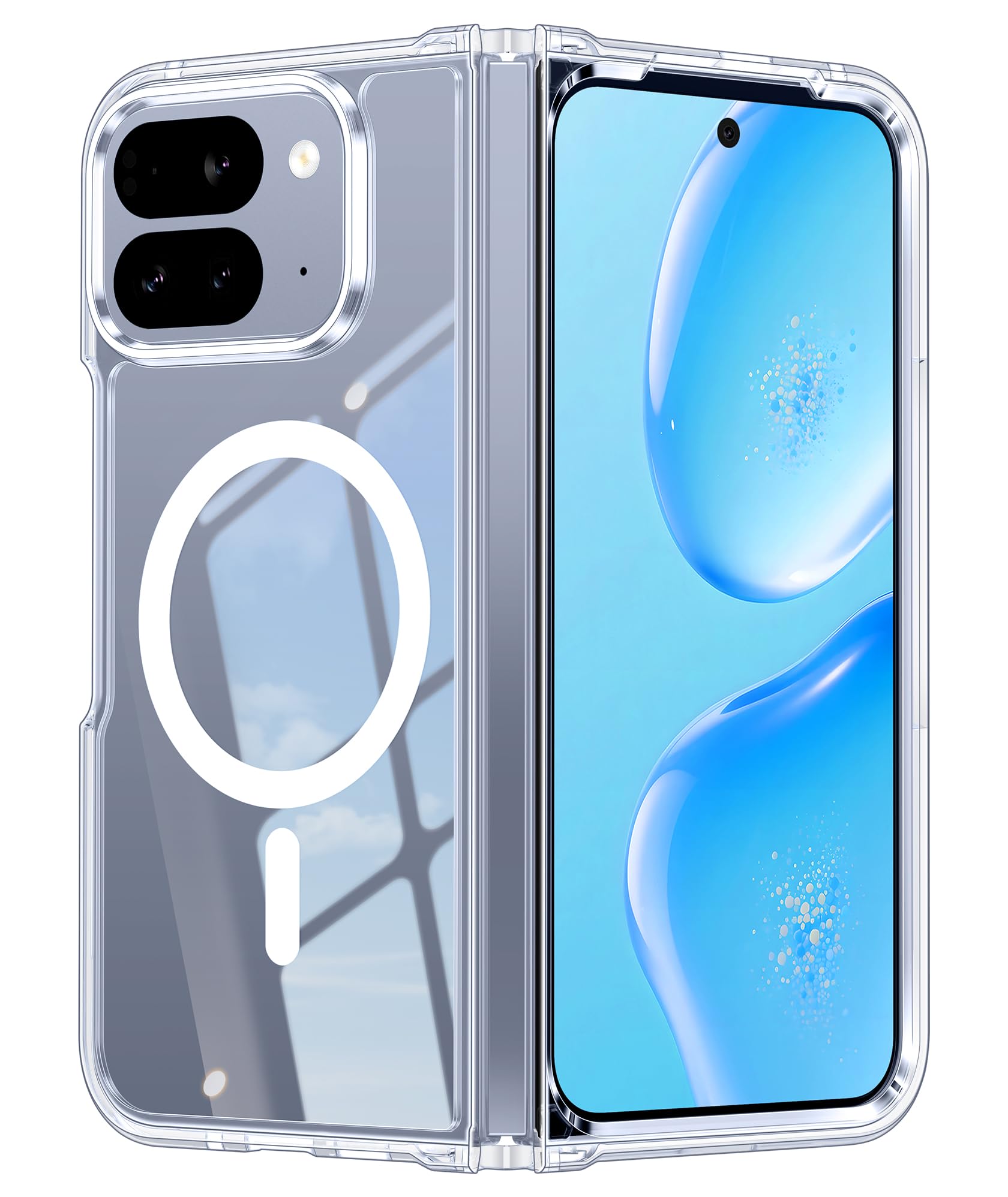 Photo 1 of FNTCASE for Google Pixel 10-Pro-Fold Case: Magnetic Clear Military Grade Shockproof Anti Yellowing Slim Phone Cover, Protective Rugged Case for Pixel 10 Pro Fold, Clear