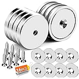 DIYMAG Neodymium Round Base Cup Magnet,110LBS Strong Rare Earth Magnets with Heavy Duty Countersunk Hole,Stainless Screws,Iro