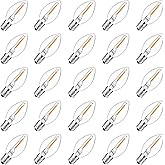 25 Pack C7 Led Replacement Christmas Light Bulb, 0.6W C7 Clear LED Replacement Lights Bulbs for Christmas Outdoor String Lights Window Candles, E12 Candelabra Base Night Light Bulbs, Warm White