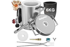 Nelyrho 6KG Melting Furnace Kit - Stainless Steel Foundry with Crucible, Crucible Tongs, Gloves - Ideal for Smelting Gold, Silver, Copper, and Aluminum - Metal Recycling Casting Tool
