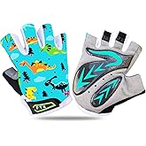 FIGNER Ten Kids Junior Cycling Gloves Outdoor Sport Road Mountain Bike, Fit Boy Girl Youth Age 2-11, Gel Padding Bicycle Half Finger Pair