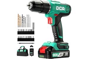 DCA 20V Cordless Hammer Drill Set, 354 In-lbs Torque, 1/2" Keyless Chuck, 22500 IPM, 2 Variable Speeds, 18+1+1 Position, Power Impact drill with 14 Drill/Driver Bits for Brick, Metal, Wood ADJZ2035i13