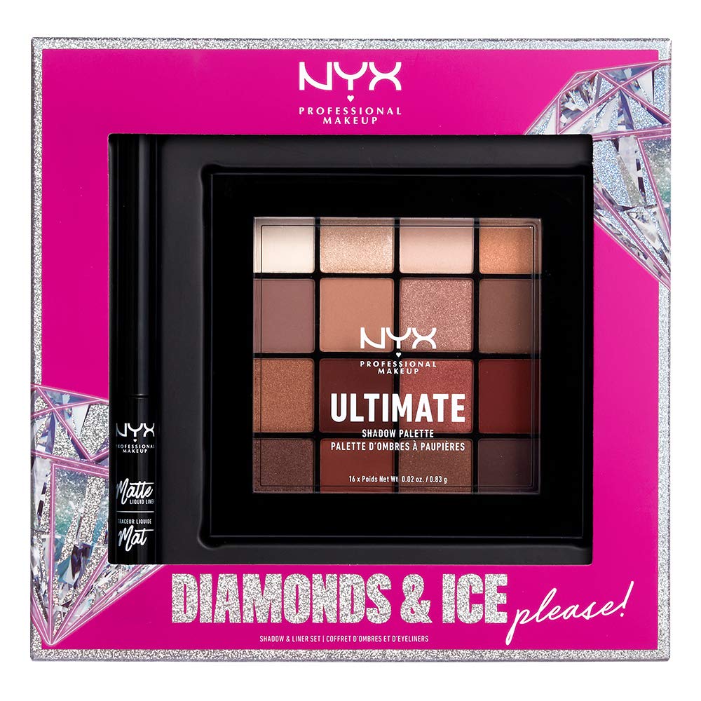 Amazon Com Nyx Professional Makeup Diamonds And Ice Shadow And Liner Set Matte Liquid Eyeliner Ultimate Shadow Palette Warm Neutrals Beauty
