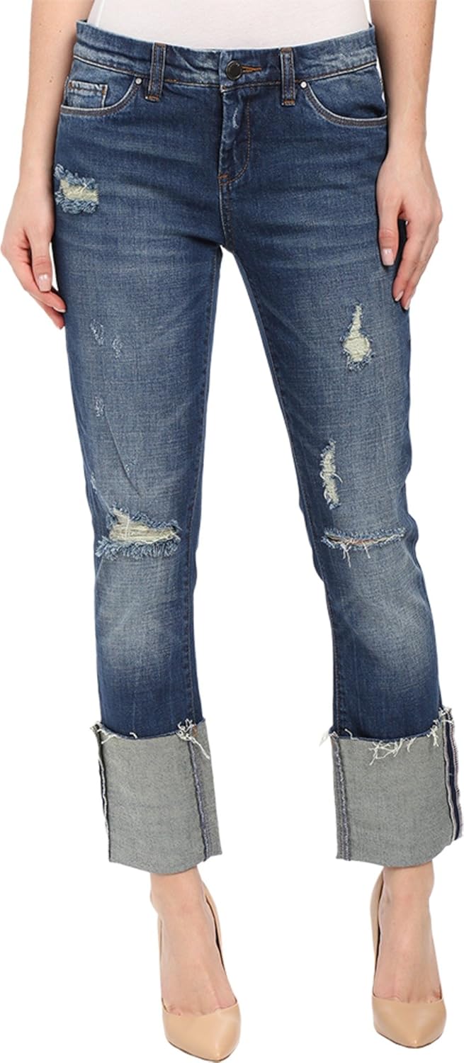 women's cuffed denim jeans