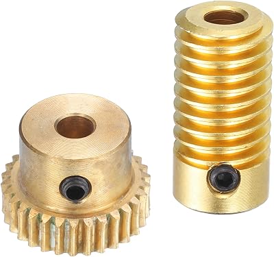 sourcing map Worm Gear Set 0.5 Module 30:1 Reduction Brass 4mm Hole Gear Shaft