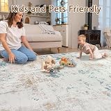 Homcomodar Large Beige Rug 122x170cm Non Slip Low Pile Abstract Floor Carpet view 7