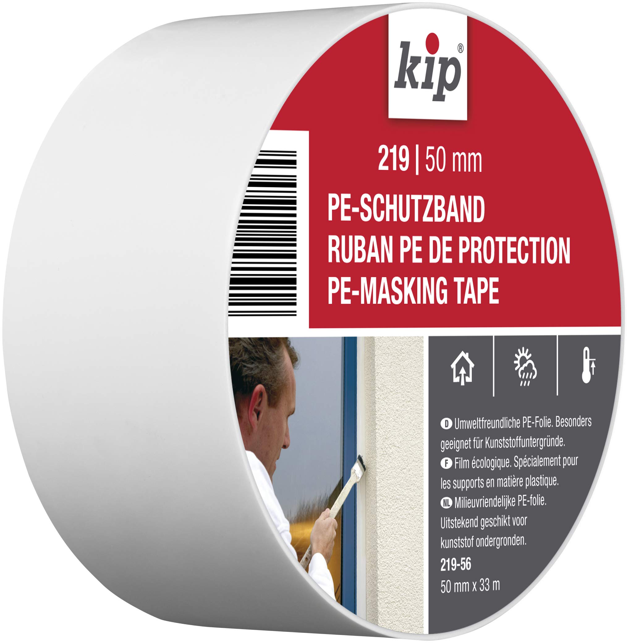 Kip Tape 219-56 Protective Tape - Professional PE Masking Tape for Plastic Surfaces - Painter's Tape for Clean Edges When Painting & Painting - 50 mm x 33 m