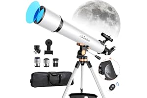ALKINSHUE Telescope 80mm Aperture 800mm - RefractorTelescope for Astronomy Enthusiasts and Beginners,Mult-Coated High Powered Refracting Telescope with Tripod &Wireless Control & Carrying Bag