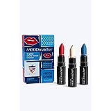 MOODmatcher 12 hours waterproof color change lipsticks set of 3 pc Lipsticks-Red,White and Blue