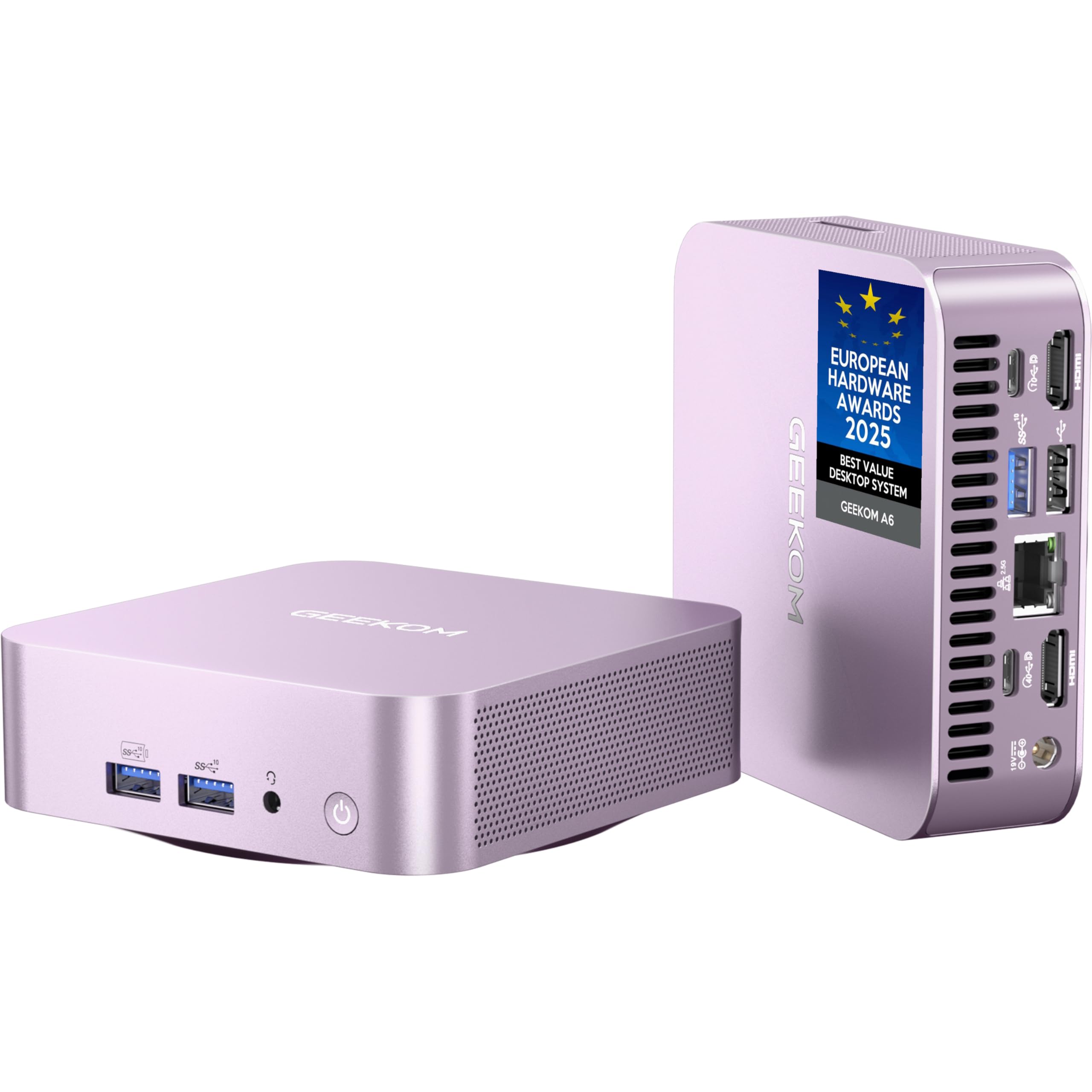 GEEKOM A6 Aurora Edition Mini PC con AMD Ryzen 7 6800, 32 GB DDR5 RAM (actualizable, no LPDDR) 1 TB PCIe 4.0 NVMe SSD, diseño compacto de aluminio Windows 11 Pro computadora de escritorio, USB4/8K/Wi-Fi 6E/ranura SD